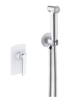 Гигиенический душ со смесителем Rose R1305F белый/хром